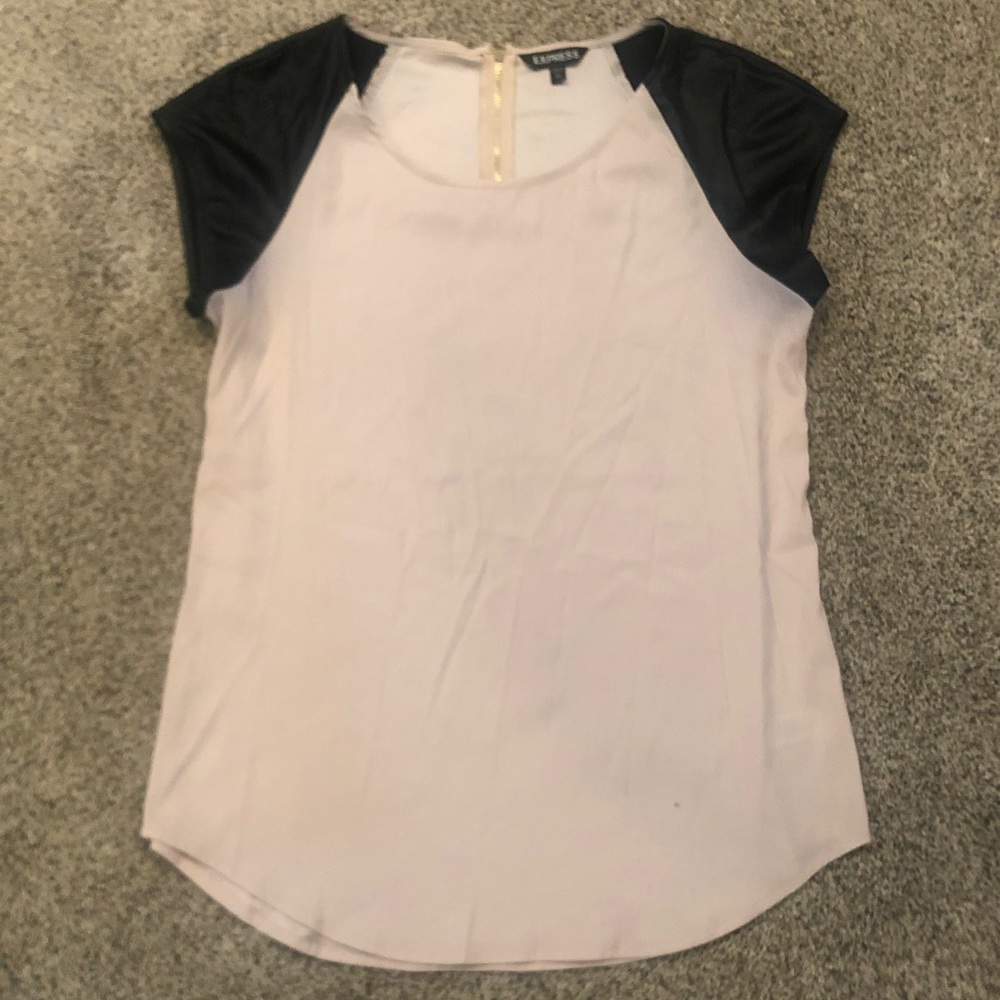 Express Blush and Faux Black Leather Top Size Medium